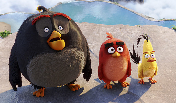 Bomb (Danny McBride), Red (Jason Sudeikis), Chuck (Josh Gad) in Columbia Pictures and Rovio Animation's ANGRY BIRDS.