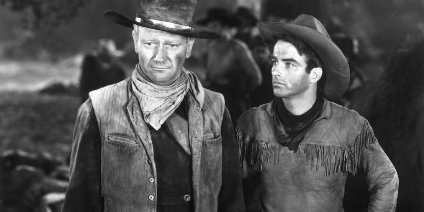 (Red River/USA 1948) Lännenklassikko karjatilan omistajasta, joka ottopoikansa kanssa lähtee suureen karjanajoon. O: Howard Hawks. N: John Wayne, Montgomery Clift, Joanne Dru, Walter Brennan. Kuvassa Thomas Dunson (John Wayne) ja Matt Garth (Montgomery
Clift).
Yle Kuvapalvelu